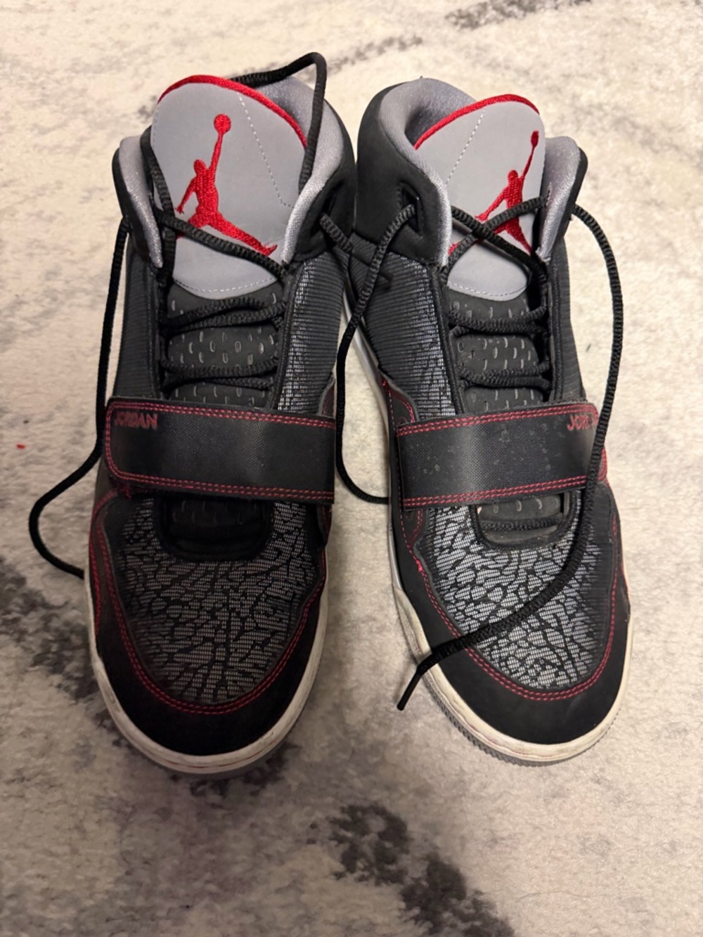 Jordan Men's Black and Red High-Top Athletic Sneakers